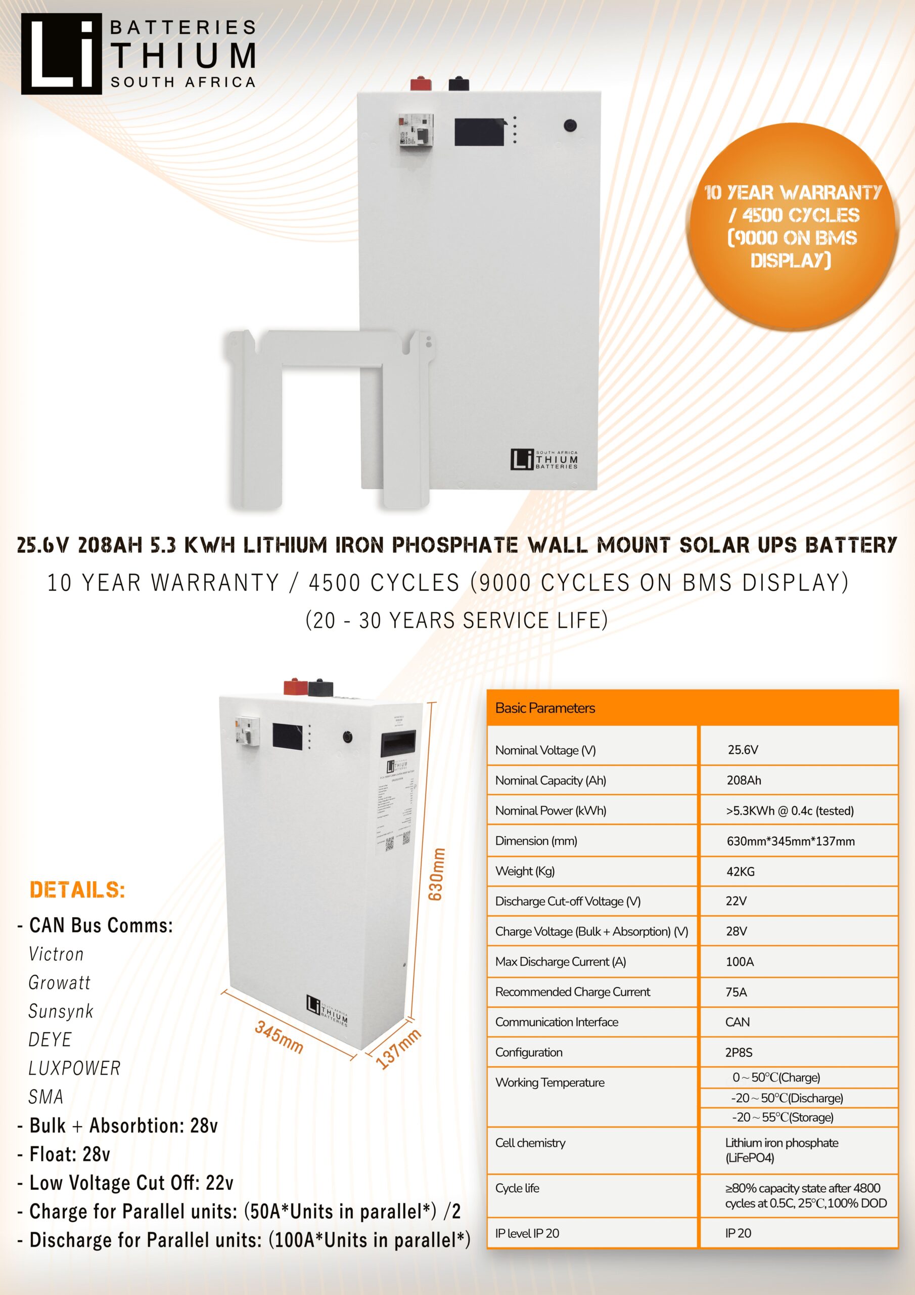 LBSA 25.6V 208AH 5.3KWH Lithium Iron Phosphate Wall mount battery (VAT incl.) CALL FOR PRICE - Image 3