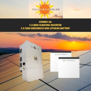 Sunsynk 8kw Inverter and 2 Greenrich WM Batteries Combo Deal 16 (VAT incl.)