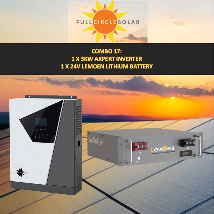 FCS 3Kva Inverter and 24V Lemoen lithium battery Combo Deal 17 (VAT incl.)
