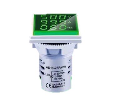 GREEN Digital 3In1 AC Voltmeter Ammeter Hertz LED Indicator Pilot Light (VAT incl.)
